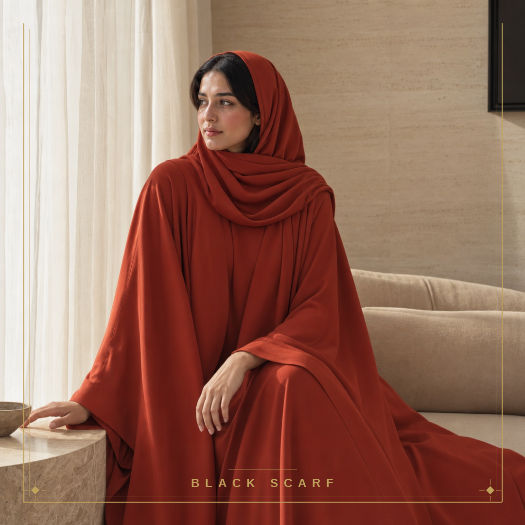 Orange Japanese Silk Abaya view 1