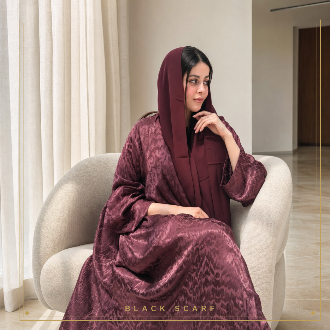 Pink Flared Patterned Silk Abaya view 1